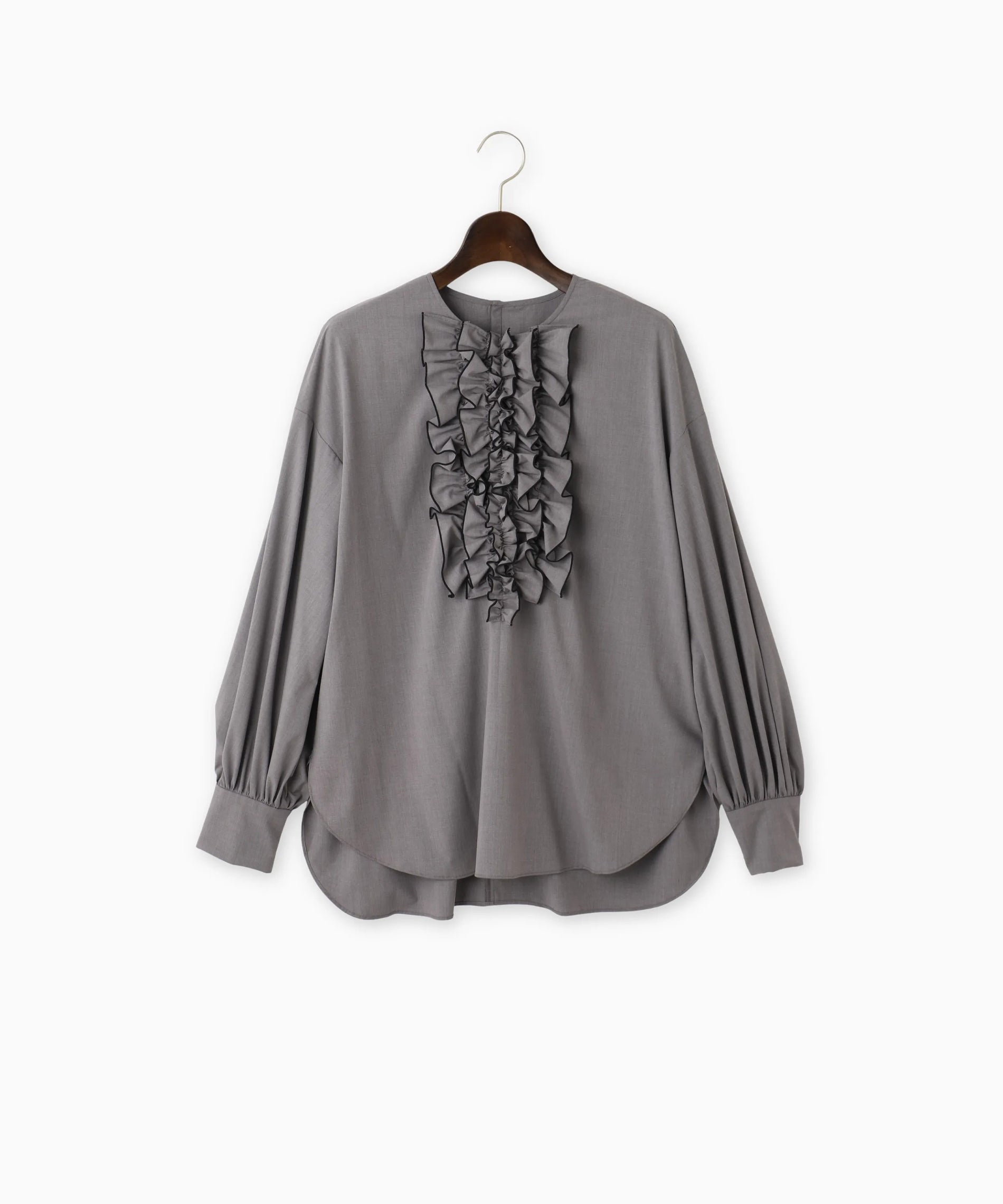 ノーカラーフリルブラウス – FACE SANS FARD