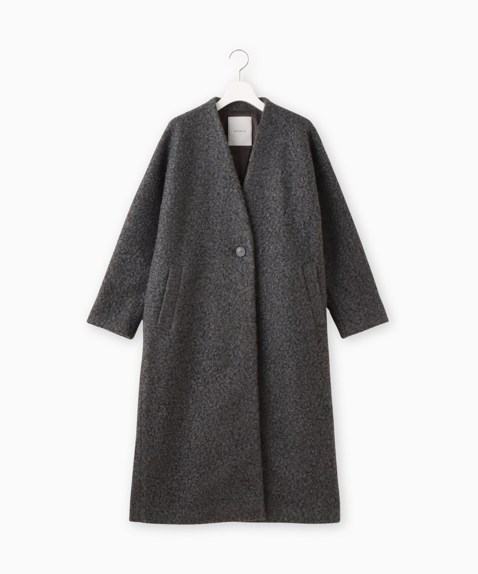 ノーカラーロングコート – FACE SANS FARD