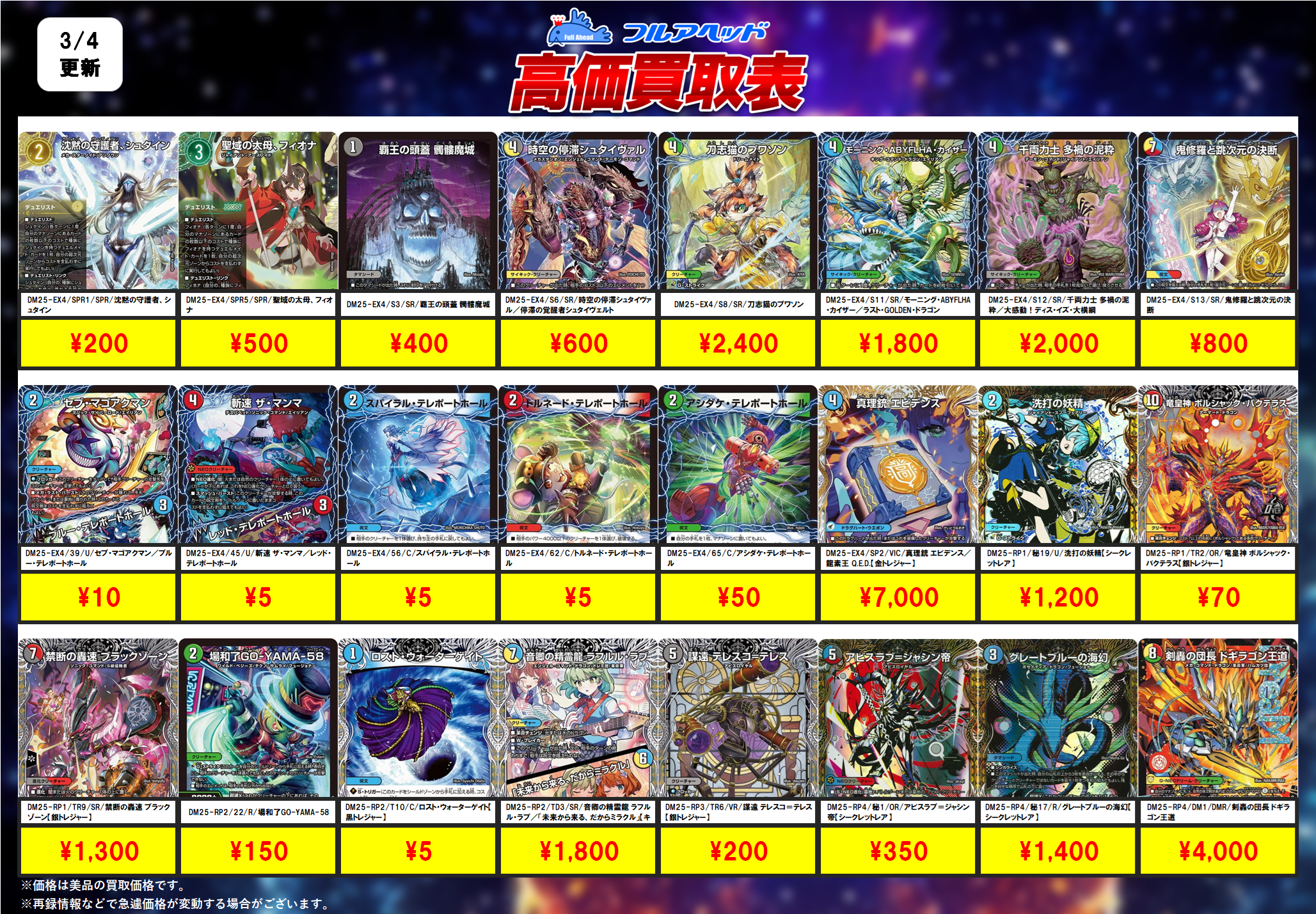 デュエルマスターズ – 【フルアヘッド】高価買取表