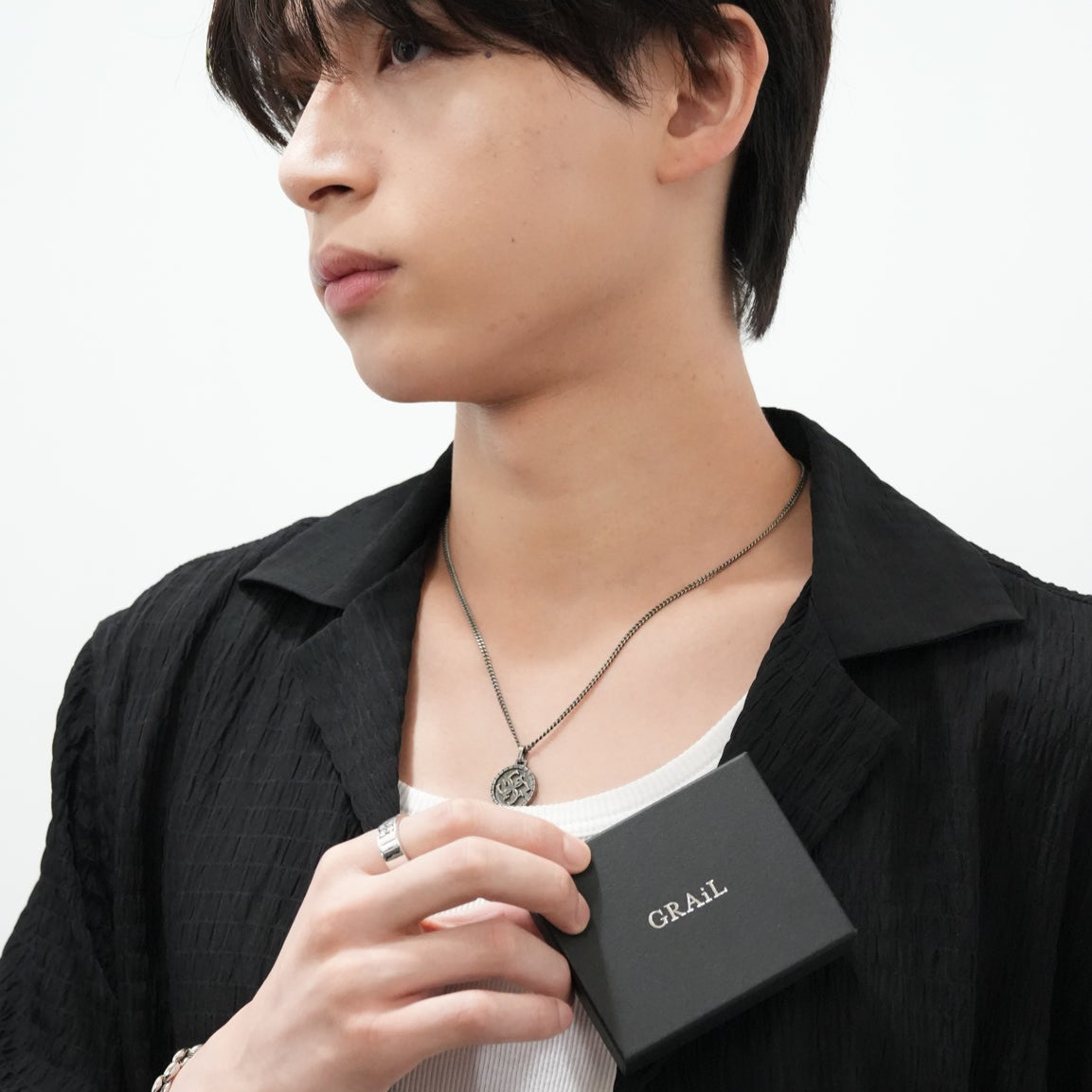 Cross Coin necklace 【SMOKED SILVER】 – GRAiL
