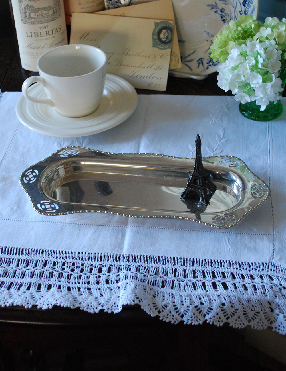 英国の銀食器、アンティークシルバーのトレイ（プレート）(h-172-z