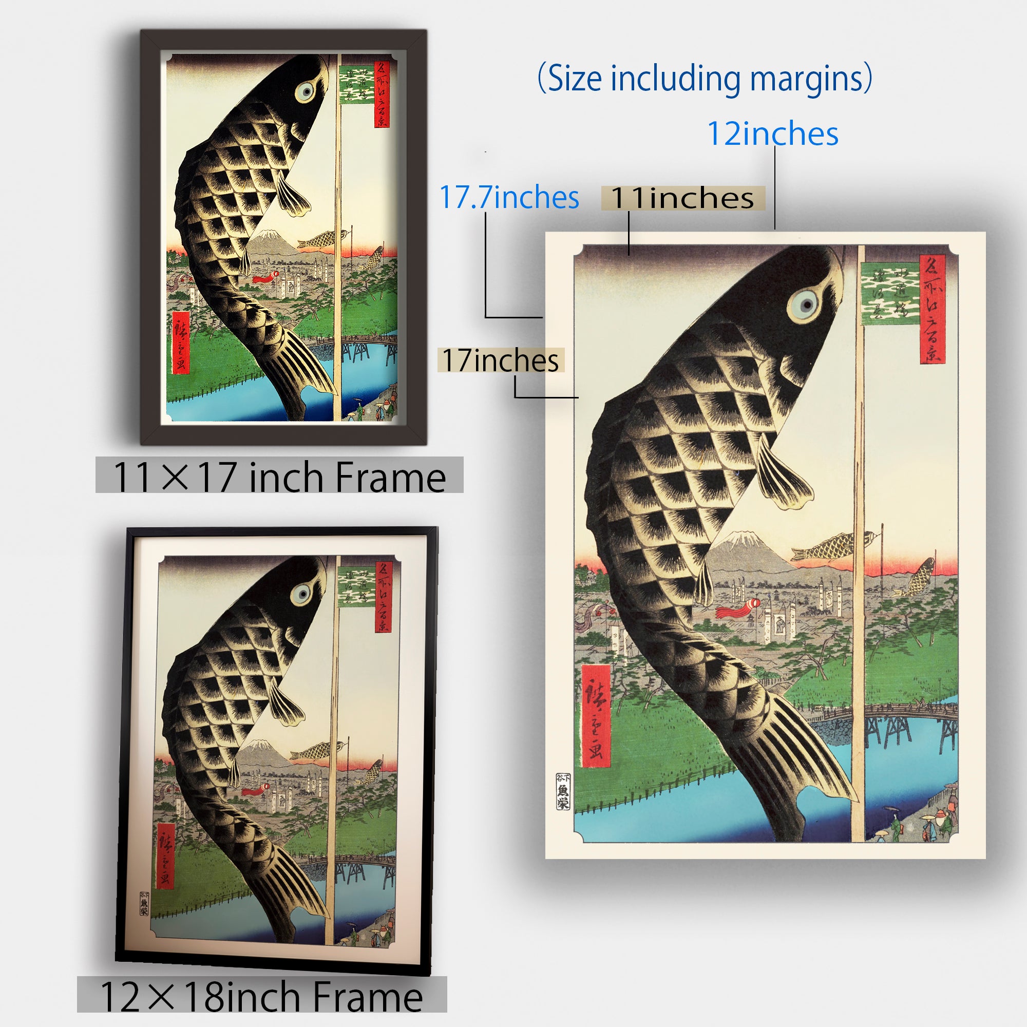 鯉のぼり 12×18 / 歌川広重 日本製 木版画複製 絵画 浮世絵 - ハイカラ