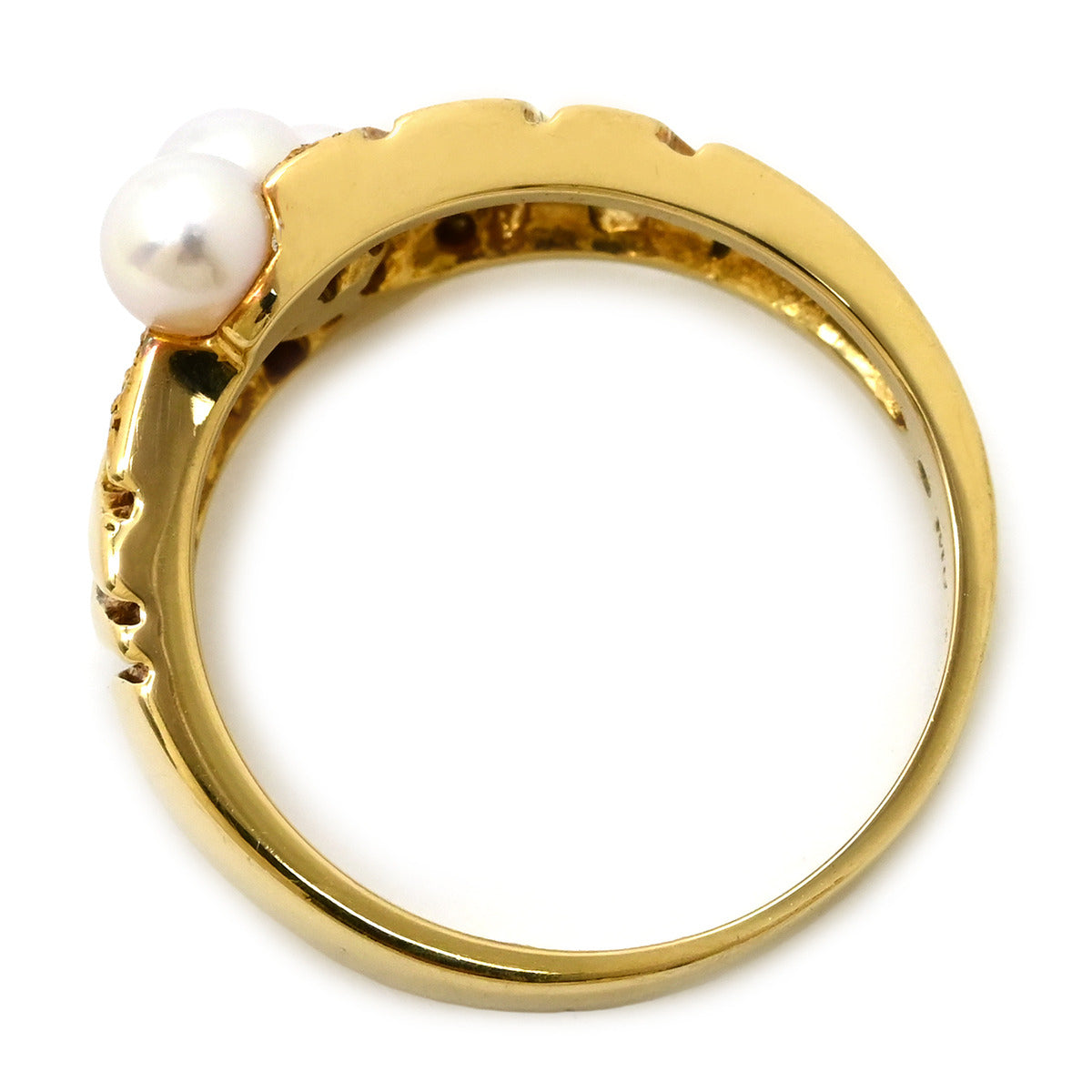 ミキモト MIKIMOTO パール ダイヤ パールホワイト×イエローゴールド