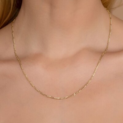 10k Yellow Gold 2mm Italy Figaro Link Chain Necklace Women REAL
