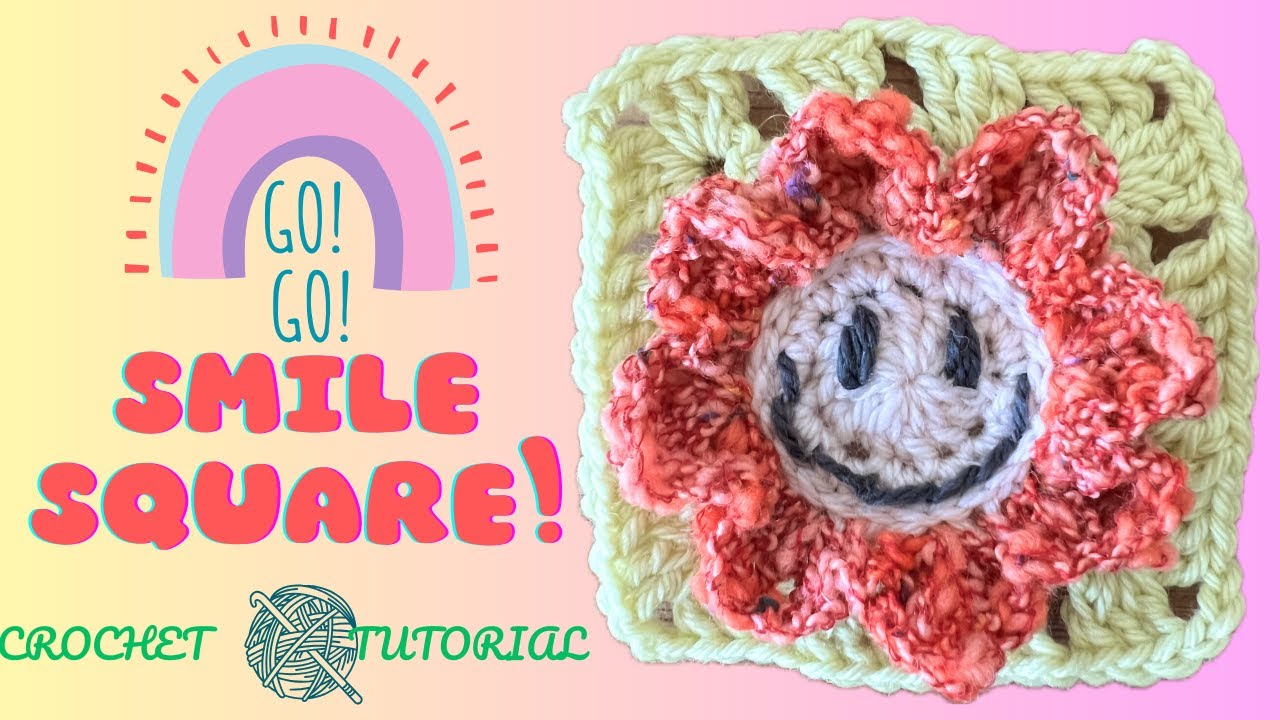 Flower Friday]スマイル・フラワーをスクエアに編む・かぎ針編み - YouTube