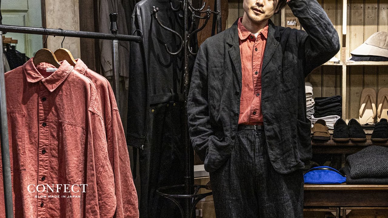 2022年最後の新作】起毛ブラックリネン スモックシャツ、バギーシャツ