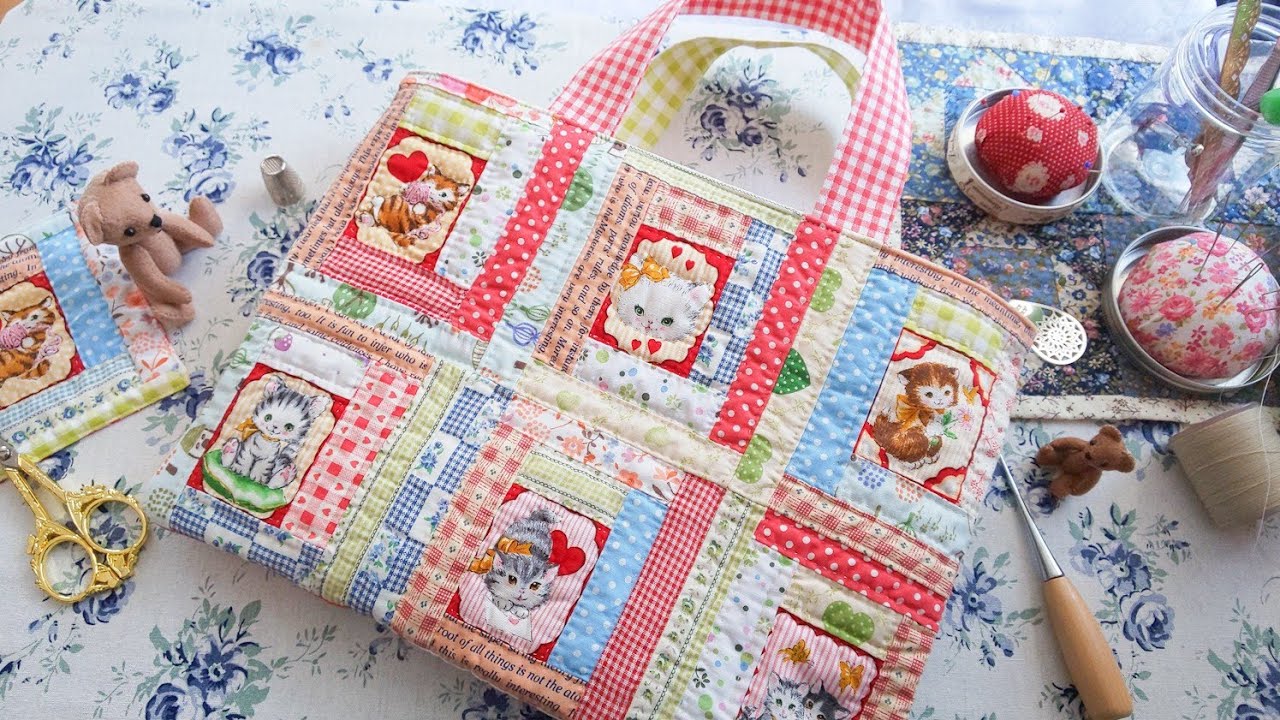 DIY】100均材料だけでパッチワークを楽しむ＊子猫のログキャビンで