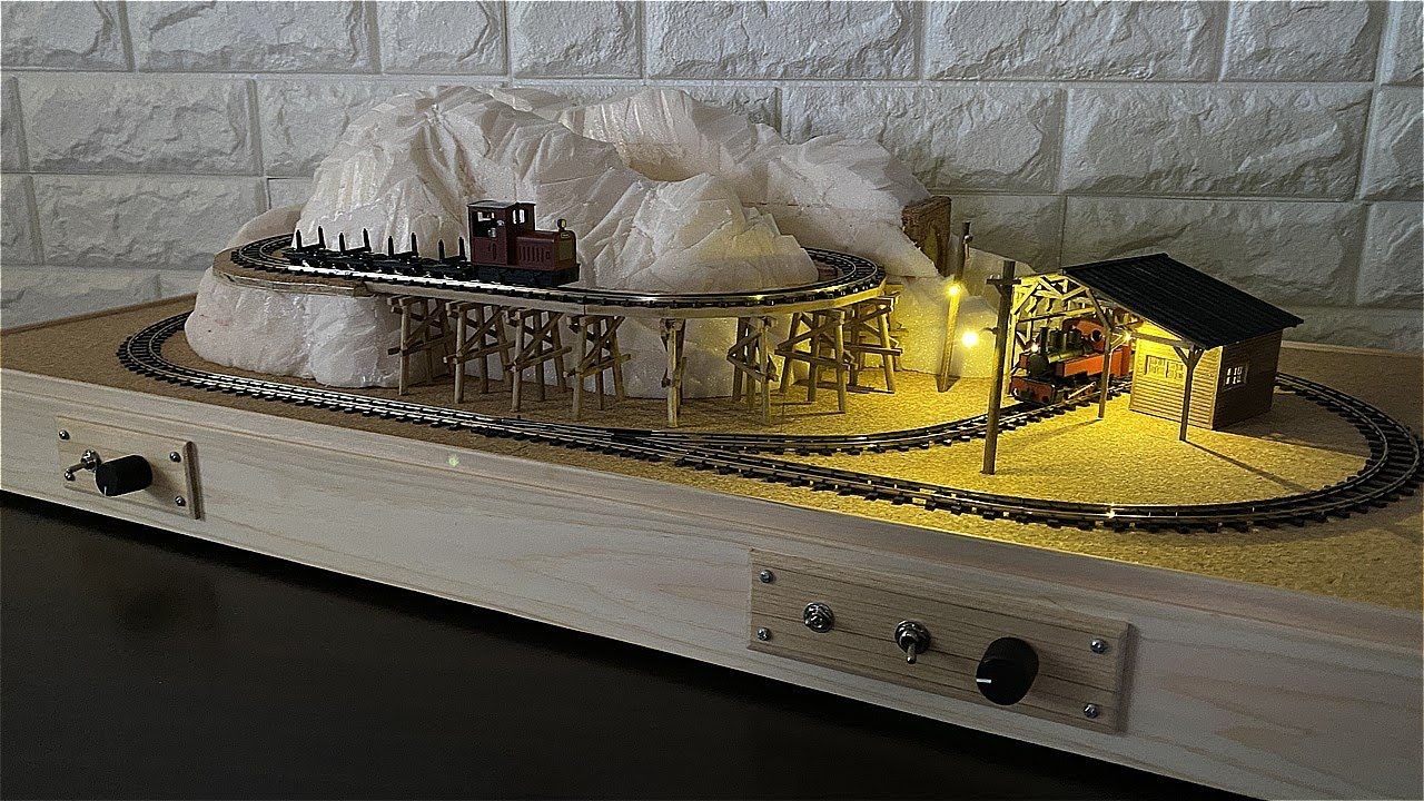チップLED搭載】高低差のある二段レイアウトベース ～トンネルと機関庫