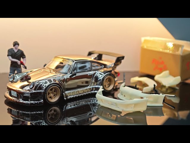 Porsche RWB 930 Stella Artois Chrome with Nakai San Figure by Star