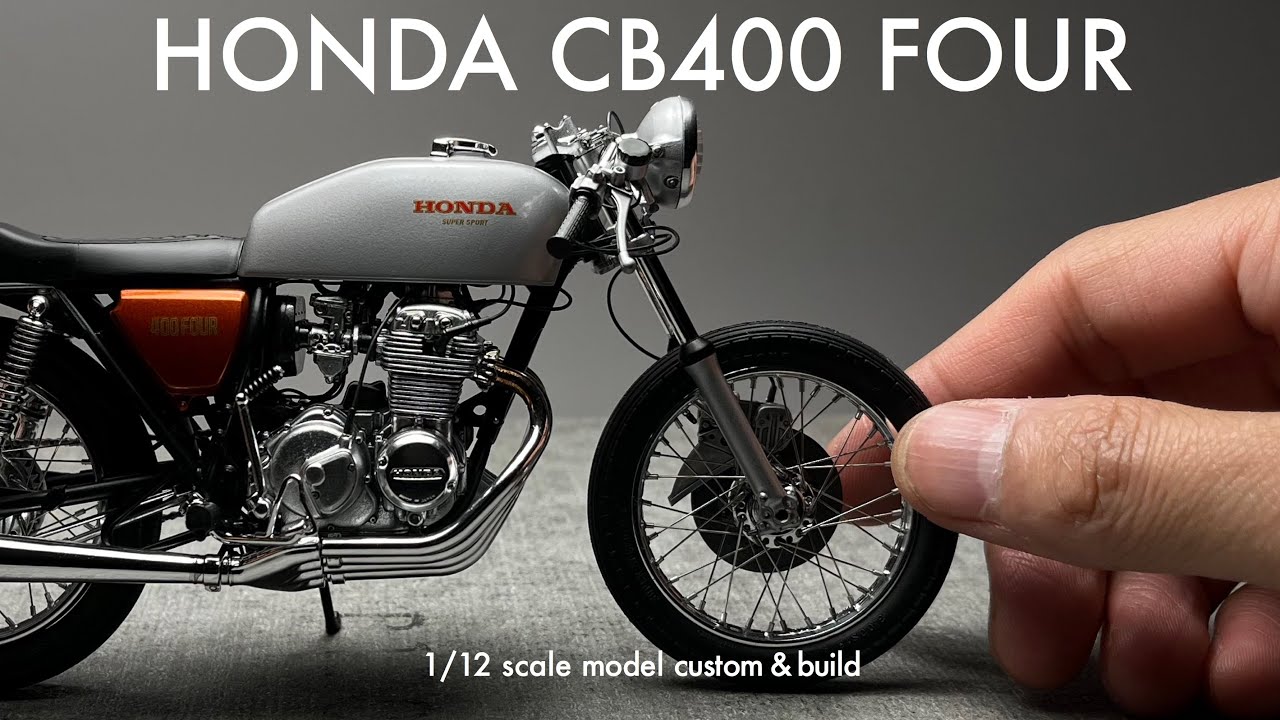 Building Aoshima 1/12 HONDA CB400 FOUR Scale Model Custom - YouTube