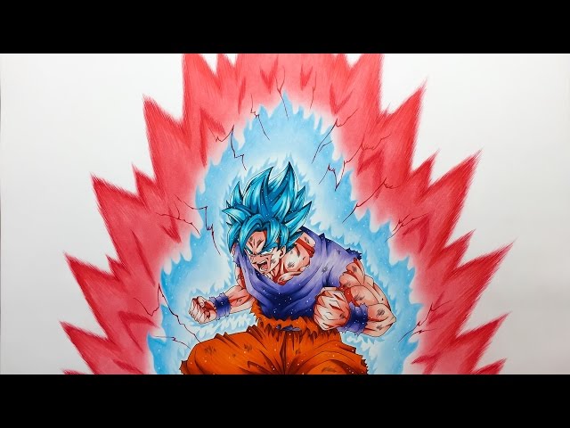 孫悟空 超サイヤ人ブルー 界王拳10倍 描いてみた/Drawing Goku Super