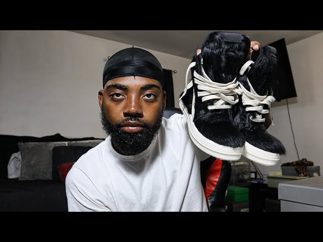 Rick Owen's Black Fur Geobasket | Unboxing & On Foot Review! - YouTube