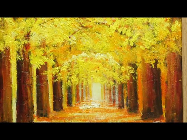 油絵】【イチョウ並木】#油絵 #手書き #アート #絵画 #絵 #油彩画