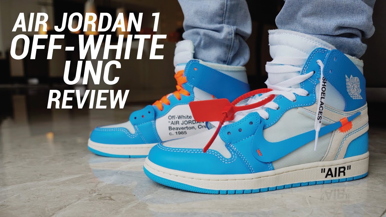 OFF WHITE AIR JORDAN 1 UNC REVIEW - YouTube