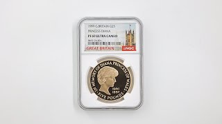 保留中 1999 英国 ダイアナ妃追悼記念 5ポンド 金貨 プルーフ NGC PF