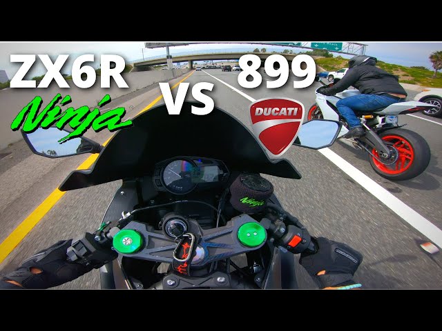 Kawasaki ZX6R vs Ducati 899 - YouTube
