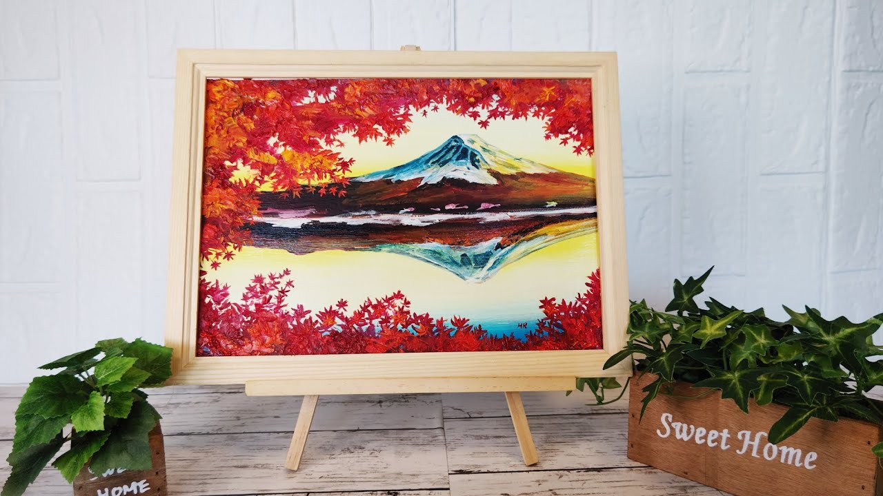 油絵】【紅葉の富士山】#油彩画 #芸術 #油絵 #絵 #アート #art