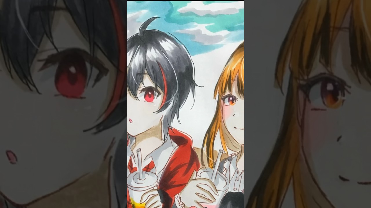 小6が描いてみた】カラフルピーチ🍑【ゆあん・えと】のんびりタピオカ