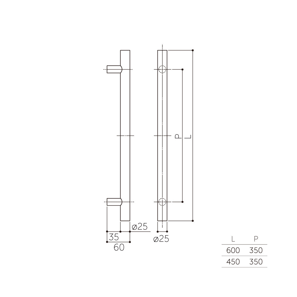 MDS-160（両面）｜丸棒ドアハンドル（押し棒）｜MARIX（MARUKI・丸喜