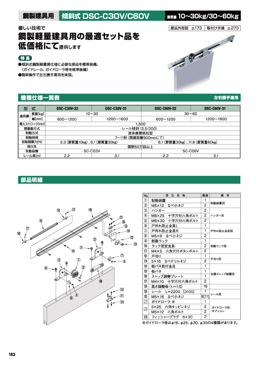 DSC-CKS30V-22 / DSC-CKS30V-31（傾斜式・壁収納型・鋼製軽量建具用