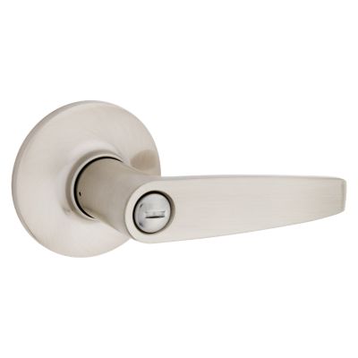 Satin Nickel Reminy Lever (Round) - Bed/Bath - Safe Lock | Kwikset