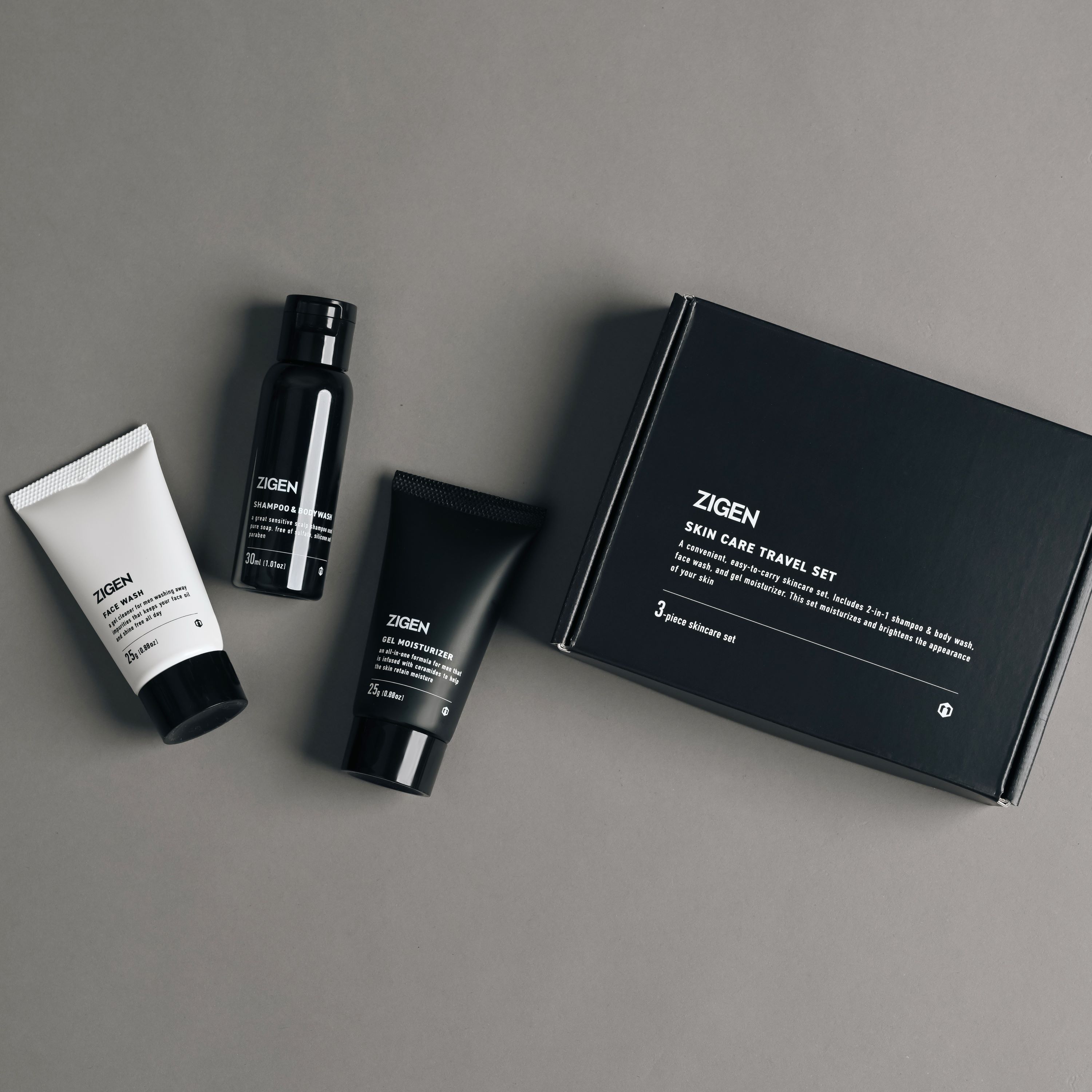 ZIGEN トラベルセット [ 洗顔料＋全身シャンプー + 保湿ジェル