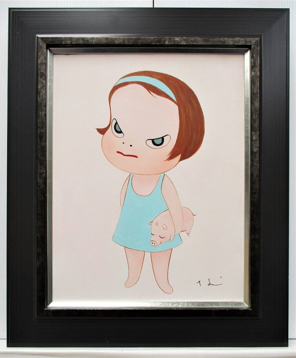 油絵 菅家令子 絵 絵画インテリア額付(銀) F4-081714可 愛い女の子