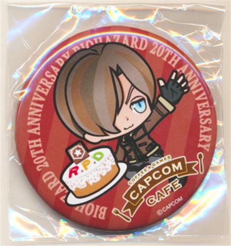 バイオハザード×カプコンカフェ 缶バッジ レオン・S・ケネディ ﾊﾞｲｵ