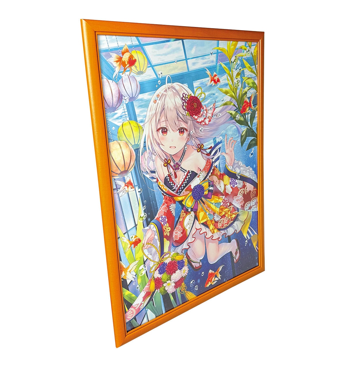 3160] フカヒレ カラー複製イラスト「水槽越しの恋」