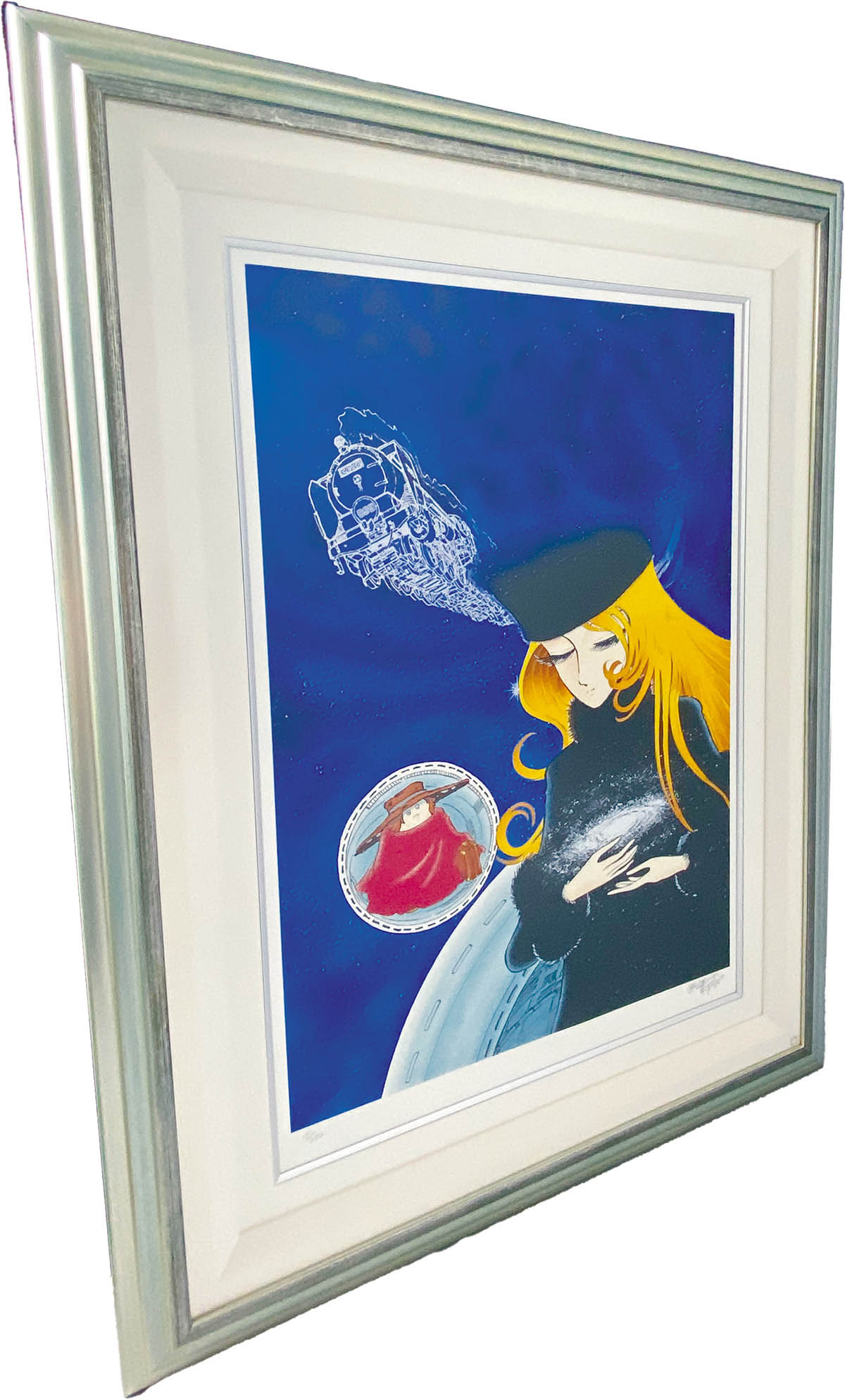 2839] 松本零士 直筆サイン入りシルクスクリーン「銀河鉄道999/星の海