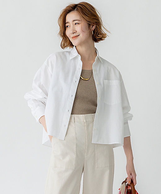 洗える】CANCLINI クロップド テントライン シャツ