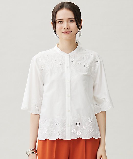 エンブロイダリーローンシャツ ブラウス（BLWRGA0003