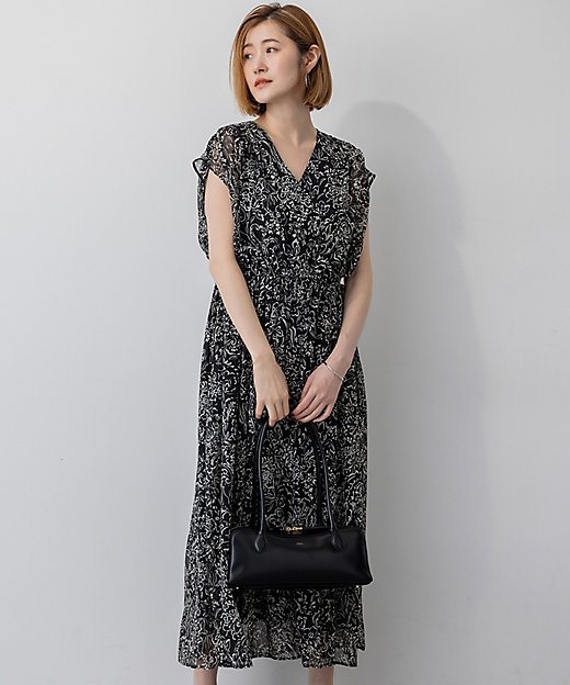 洗える】アンティークフラワープリント ワンピース