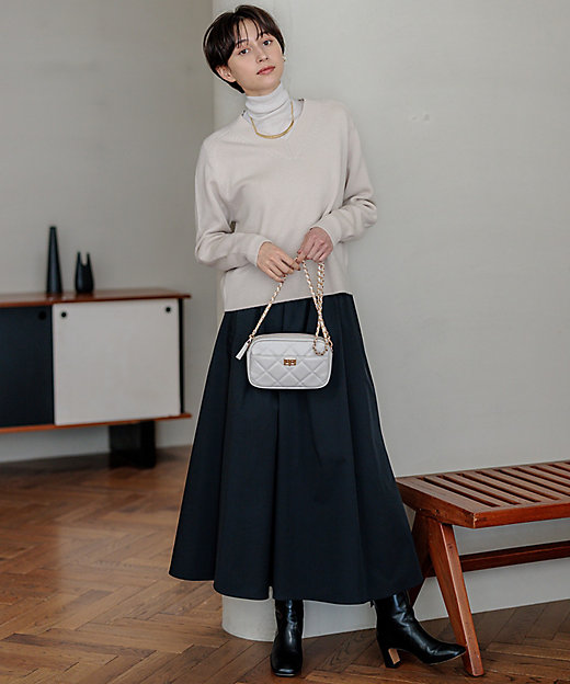 洗える】ブライトタフタ ギャザー スカート（SKWWGS6017