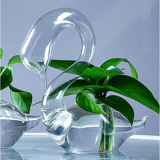 花瓶 おしゃれ ガラス 一輪挿し スワン フラワーベース 白鳥 かわいい