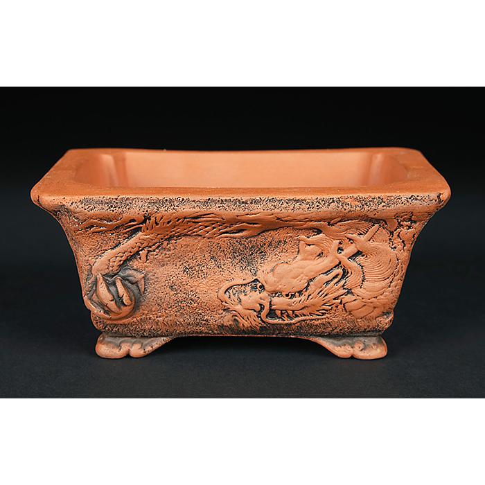 角山窯幸峰浮彫龍文長方鉢 第17回現代小鉢作家展「泥物の部」銀賞受賞