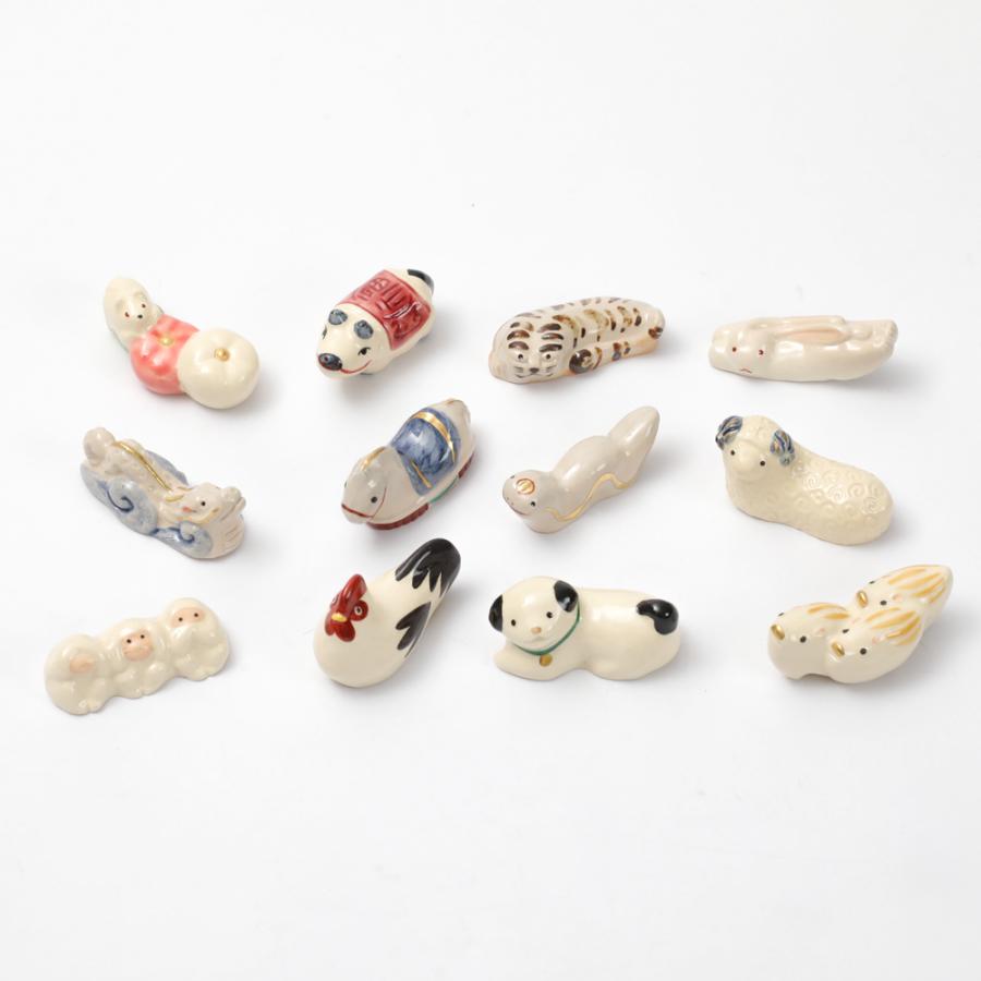 干支の箸置き 12種類セット 木箱入り 子丑寅卯辰巳午未申酉戌亥 六兵衛