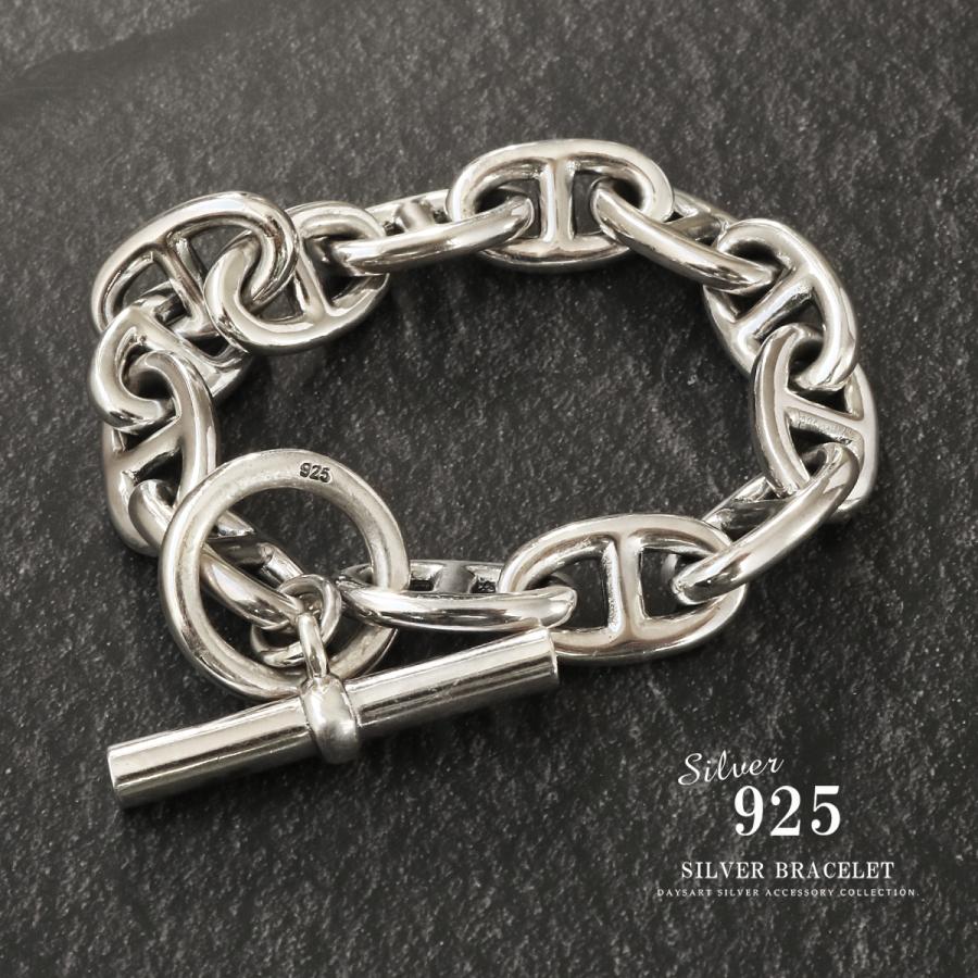 ブレスレット メンズ シルバー925 アンカーチェーン トグル留め