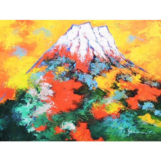 絵画 油絵 赤富士 （山下時雄） 【肉筆】【油絵】【日本の風景】【富士