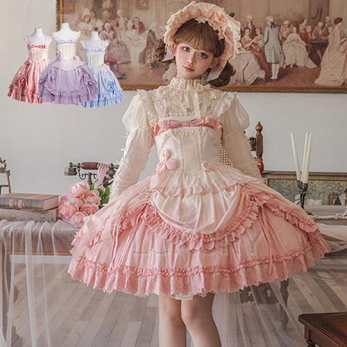 甘ロリ ジャンパースカート のみ 3色 グラデーション ショート丈