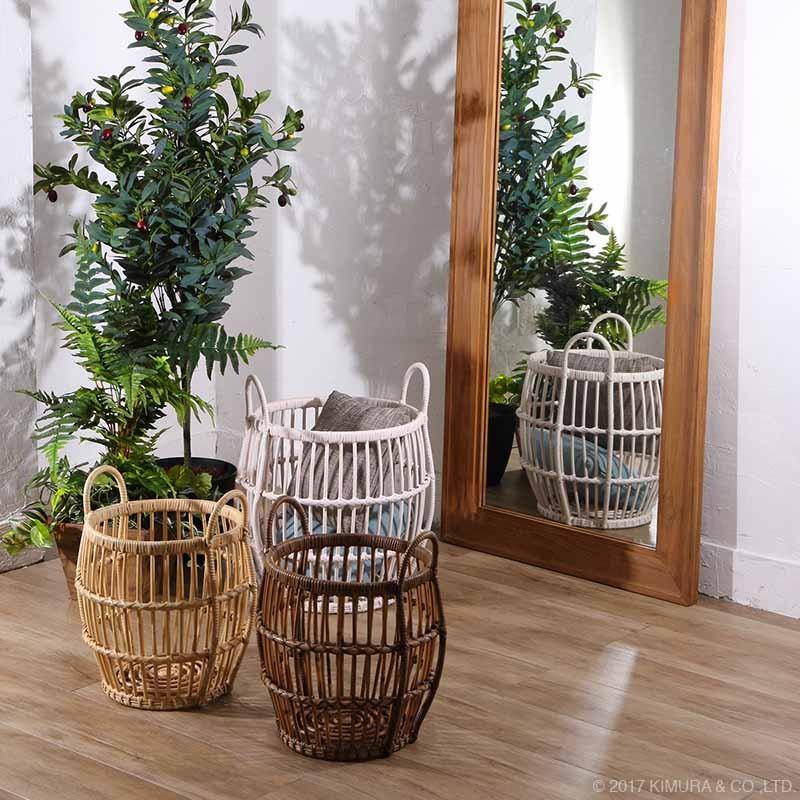 ラタンバスケット 籐かご 大小2個組セット おしゃれ 北欧 GK801WW 爆買