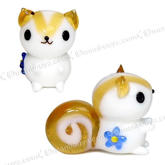 リス 動物 ガラス細工 ミニチュア 置物 フォーカート 花リスくん