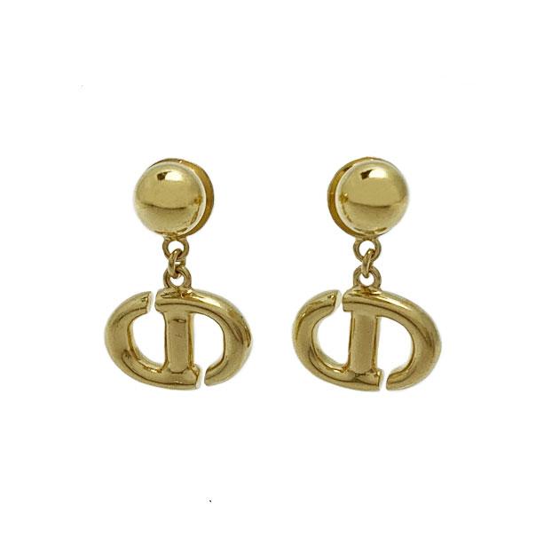 ディオール Christian Dior ピアス CD NAVY ゴールド E1812【新品