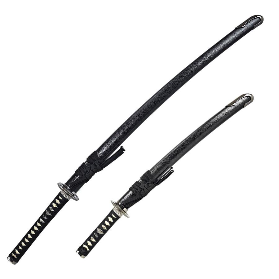 模造刀 剣豪 宮本武蔵二刀流 海鼠鍔 大小セット クリーニングクロス付