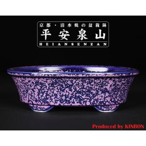 盆栽鉢 植木鉢 「平安泉山紫結晶木瓜式鉢 大」 山草鉢 清水焼 京焼