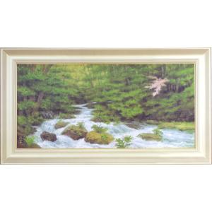 油絵 二宮 武号4万5千円上高地 油彩画 絵画 F4号 風景画 全国送料無料