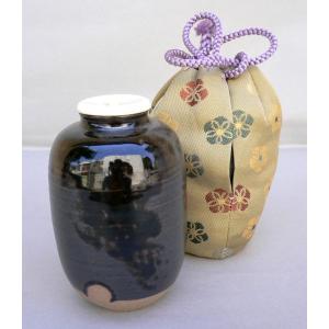 大名物写 槍の鞘肩衝茶入 松本鉄山造 共箱 金剛金襴仕覆 : 茶道具商 越