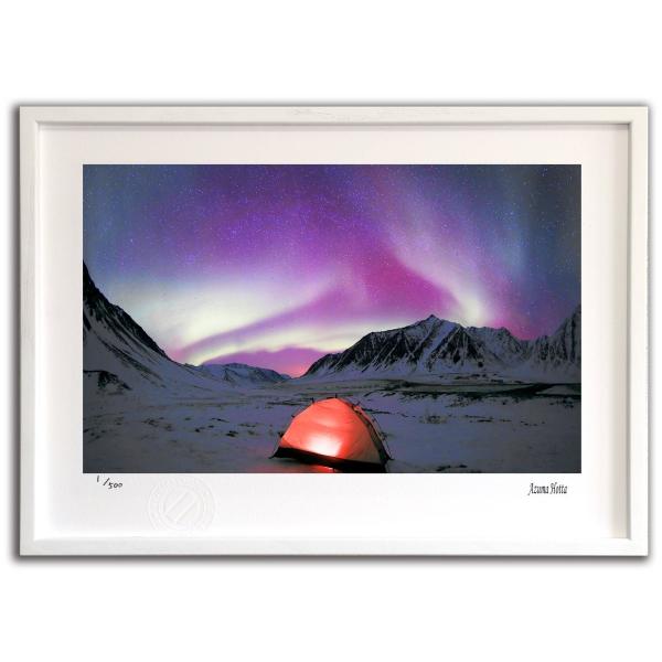 版画 絵画 オーロラとテント010 アラスカ 堀田東 壁掛け 壁飾り