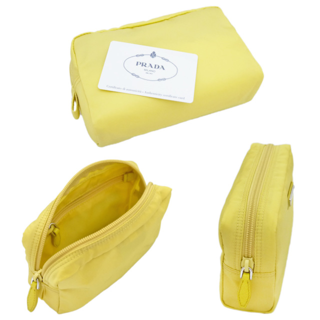 プラダ ナイロン化粧ポーチ 黄色(GINESTRA) 1NA021 PRADA