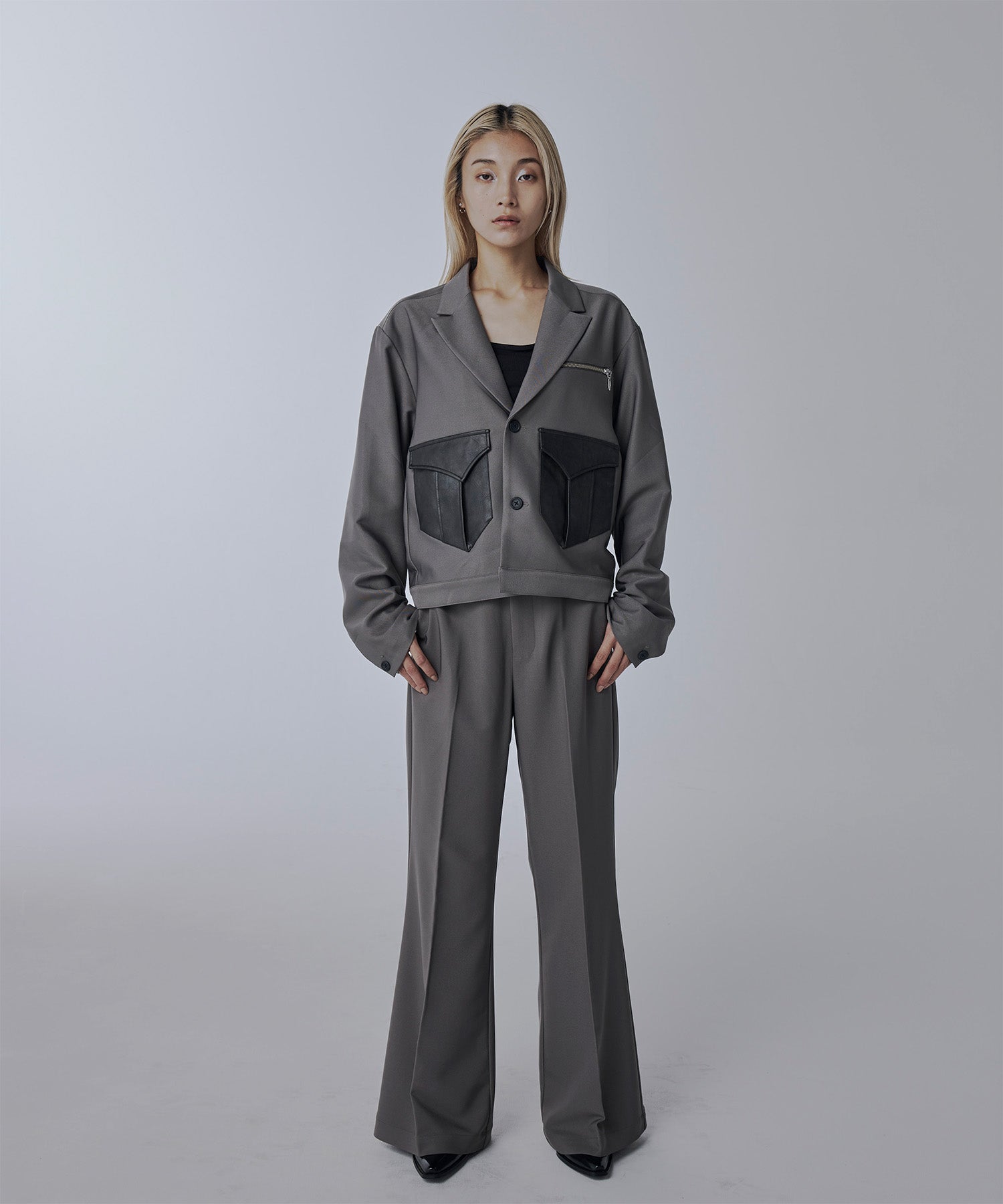 Leather pocket short jacket – Jent Louis